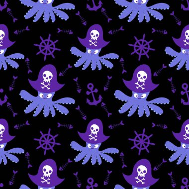 Yaz okyanusu hayvanları çocuk için kusursuz şirin ahtapot deseni kumaşlar ve moda tekstil ürünleri ve parti aksesuarları için kıyafet baskısı ve ambalaj kağıdı.