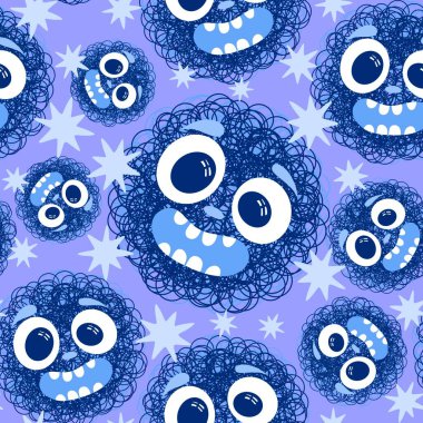 Çizgi filmlerdeki hayvanlar çocuk için kusursuz canavar desenleri giysi baskısı, kumaş, kumaş ve yaz partisi aksesuarları ve moda tekstili.