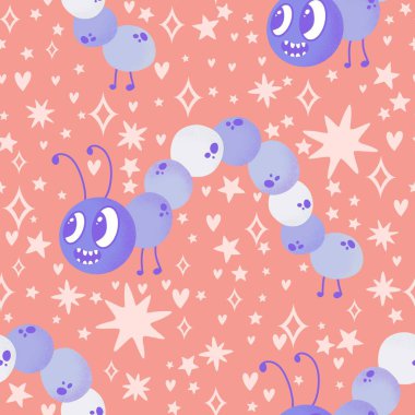 Kumaşlar, tekstil, ambalaj, hediyeler, kartlar, çarşaflar ve ambalaj kağıtları için kusursuz tırtıl deseni. Yüksek kalite fotoğraf