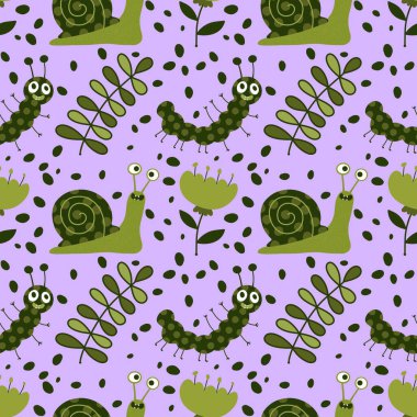 Kumaşlar, tekstil, ambalaj, hediyeler, kartlar, çarşaflar ve ambalaj kağıtları için kusursuz tırtıl deseni. Yüksek kalite fotoğraf