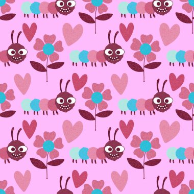 Kumaşlar, tekstil, ambalaj, hediyeler, kartlar, çarşaflar ve ambalaj kağıtları için kusursuz tırtıl deseni. Yüksek kalite fotoğraf