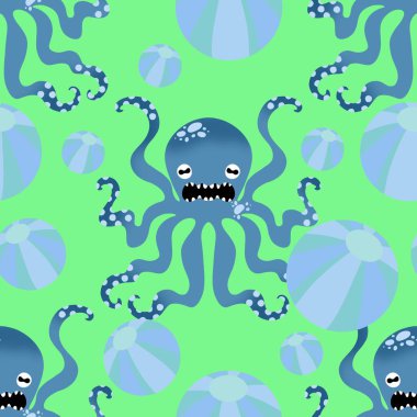 Yaz okyanusu hayvanları çocuk için kusursuz şirin ahtapot deseni kumaşlar ve moda tekstil ürünleri ve parti aksesuarları için kıyafet baskısı ve ambalaj kağıdı.