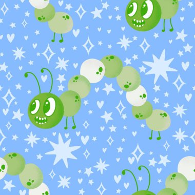 Kumaşlar, tekstil, ambalaj, hediyeler, kartlar, çarşaflar ve ambalaj kağıtları için kusursuz tırtıl deseni. Yüksek kalite fotoğraf