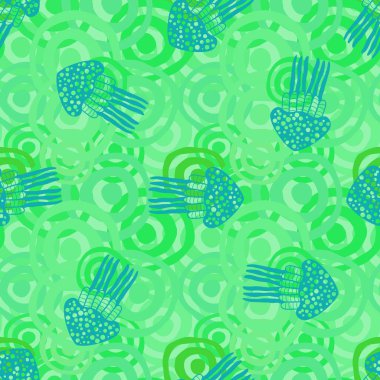 Deniz hayvanları, ambalaj kağıdı, kumaş, çarşaf ve çocuk giysisi baskısı ve yaz partisi aksesuarları için kusursuz okyanus deniz anası deseni. Yüksek kalite fotoğraf