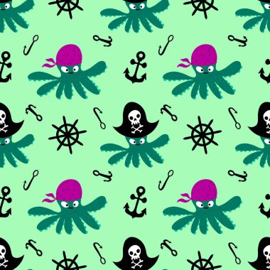 Yaz okyanusu hayvanları çocuk için kusursuz şirin ahtapot deseni kumaşlar ve moda tekstil ürünleri ve parti aksesuarları için kıyafet baskısı ve ambalaj kağıdı.
