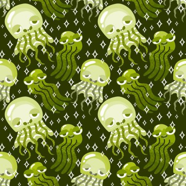 Yaz okyanusu hayvanları kağıt, kumaş, çarşaf ve çocuk kıyafetleri ve parti aksesuarları için kusursuz ahtapot desenleri. Yüksek kaliteli illüstrasyon