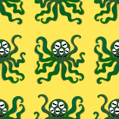 Yaz okyanusu hayvanları çocuk için kusursuz şirin ahtapot deseni kumaşlar ve moda tekstil ürünleri ve parti aksesuarları için kıyafet baskısı ve ambalaj kağıdı.