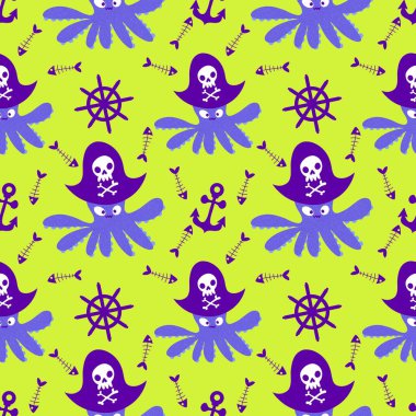 Yaz okyanusu hayvanları çocuk için kusursuz şirin ahtapot deseni kumaşlar ve moda tekstil ürünleri ve parti aksesuarları için kıyafet baskısı ve ambalaj kağıdı.