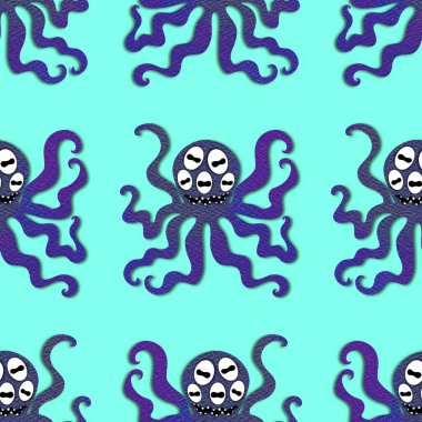 Yaz okyanusu hayvanları çocuk için kusursuz şirin ahtapot deseni kumaşlar ve moda tekstil ürünleri ve parti aksesuarları için kıyafet baskısı ve ambalaj kağıdı.