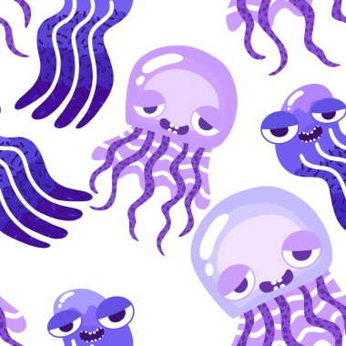 Yaz okyanusu hayvanları kağıt, kumaş, çarşaf ve çocuk kıyafetleri ve parti aksesuarları için kusursuz ahtapot desenleri. Yüksek kaliteli illüstrasyon
