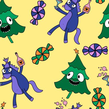 2026 yılının yılbaşı hayvanlarının paketleri ve parti aksesuarları ve çocuk kıyafetleri ve moda tekstili için kusursuz Noel atları modelleri.