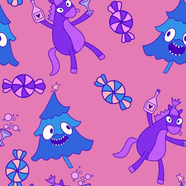 2026 yılının yılbaşı hayvanlarının paketleri ve parti aksesuarları ve çocuk kıyafetleri ve moda tekstili için kusursuz Noel atları modelleri.