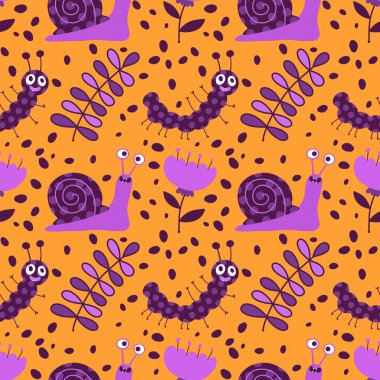 Kumaşlar, tekstil, ambalaj, hediyeler, kartlar, çarşaflar ve ambalaj kağıtları için kusursuz tırtıl deseni. Yüksek kalite fotoğraf