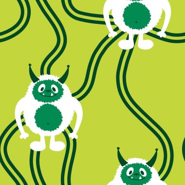 Kış canavarları, kağıt, kumaş, çarşaf ve çocuk giysileri baskısı ve yeni yıl ambalajı için kusursuz Noel Yeti desenleri. Yüksek kaliteli illüstrasyon