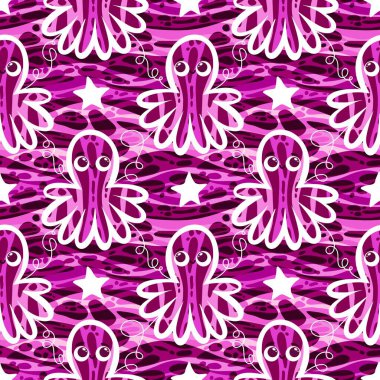 Yaz okyanusu hayvanları çocuk için kusursuz şirin ahtapot deseni kumaşlar ve moda tekstil ürünleri ve parti aksesuarları için kıyafet baskısı ve ambalaj kağıdı.