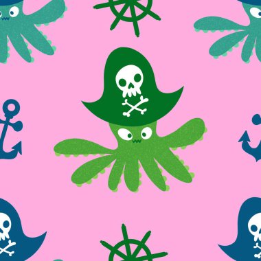 Yaz okyanusu hayvanları çocuk için kusursuz şirin ahtapot deseni kumaşlar ve moda tekstil ürünleri ve parti aksesuarları için kıyafet baskısı ve ambalaj kağıdı.