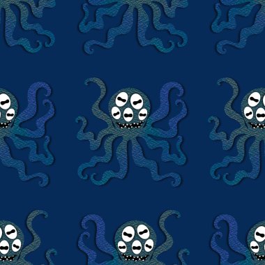 Yaz okyanusu hayvanları çocuk için kusursuz şirin ahtapot deseni kumaşlar ve moda tekstil ürünleri ve parti aksesuarları için kıyafet baskısı ve ambalaj kağıdı.