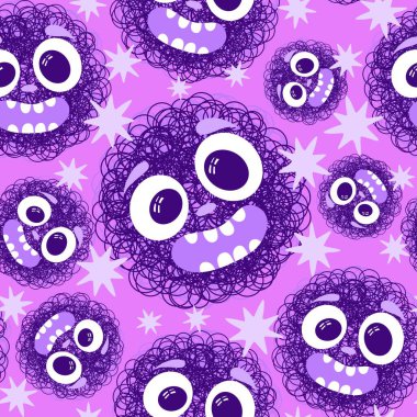 Çizgi filmlerdeki hayvanlar çocuk için kusursuz canavar desenleri giysi baskısı, kumaş, kumaş ve yaz partisi aksesuarları ve moda tekstili.