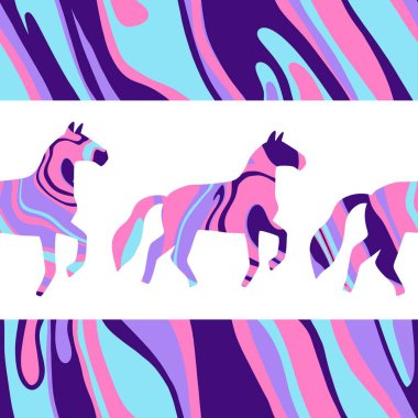 2026 yılının yılbaşı hayvanlarının paketleri ve parti aksesuarları ve çocuk kıyafetleri ve moda tekstili için kusursuz Noel atları modelleri.