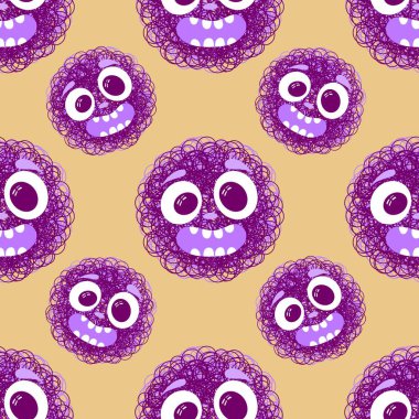 Çizgi filmlerdeki hayvanlar çocuk için kusursuz canavar desenleri giysi baskısı, kumaş, kumaş ve yaz partisi aksesuarları ve moda tekstili.