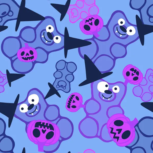 Çizgi film cadılar bayramı şekersiz kafatası ve kumaş ambalajı için lolipop deseni ve çocuk giysileri baskısı ve şenlik ambalajı ve sonbahar aksesuarları. Yüksek kaliteli illüstrasyon