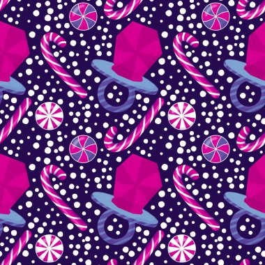 Noel şekeri şekerlemeleri yeni yıl paketleme kağıtları, kumaşlar ve çarşaflar ve çocuk giysileri baskısı ve parti aksesuarları için kusursuz kış desenleri.