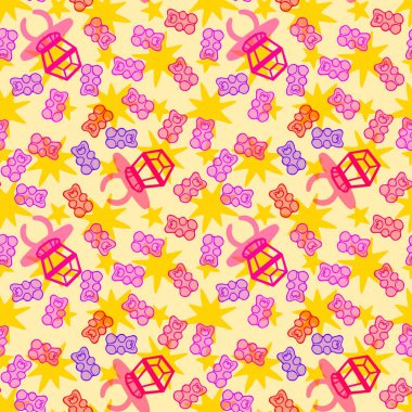 Kağıt ve kumaş ambalajı ve çocuk giysisi baskısı ve yaz partisi aksesuarları ve moda tekstili için şekersiz retro desen 