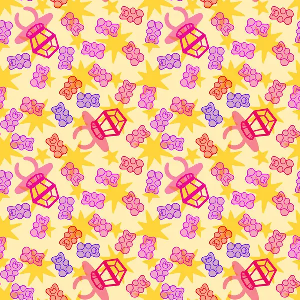 Kağıt ve kumaş ambalajı ve çocuk giysisi baskısı ve yaz partisi aksesuarları ve moda tekstili için şekersiz retro desen 