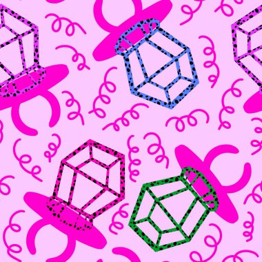 Kağıt ve kumaş ambalajı ve çocuk giysisi baskısı ve yaz partisi aksesuarları ve moda tekstili için şekersiz retro desen 