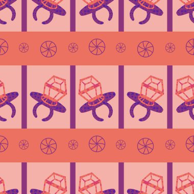 Kağıt ve kumaş ambalajı ve çocuk giysisi baskısı ve yaz partisi aksesuarları ve moda tekstili için şekersiz retro desen 