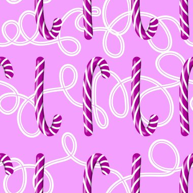 Noel şekeri şekerlemeleri yeni yıl paketleme kağıtları, kumaşlar ve çarşaflar ve çocuk giysileri baskısı ve parti aksesuarları için kusursuz kış desenleri.