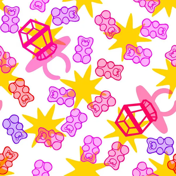 Kağıt ve kumaş ambalajı ve çocuk giysisi baskısı ve yaz partisi aksesuarları ve moda tekstili için şekersiz retro desen 