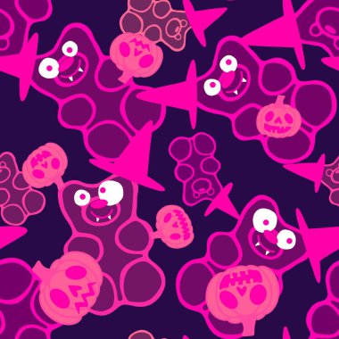 Çizgi film cadılar bayramı şekersiz kafatası ve kumaş ambalajı için lolipop deseni ve çocuk giysileri baskısı ve şenlik ambalajı ve sonbahar aksesuarları. Yüksek kaliteli illüstrasyon