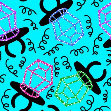 Kağıt ve kumaş ambalajı ve çocuk giysisi baskısı ve yaz partisi aksesuarları ve moda tekstili için şekersiz retro desen 