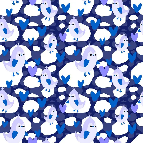 Noel hayvanları kağıt, kumaş, çarşaf, çocuk giysisi baskısı, yeni yıl ambalajı ve Noel kış ambalajı için kusursuz penguen desenleri. Yüksek kaliteli illüstrasyon