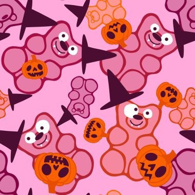 Çizgi film cadılar bayramı şekersiz kafatası ve kumaş ambalajı için lolipop deseni ve çocuk giysileri baskısı ve şenlik ambalajı ve sonbahar aksesuarları. Yüksek kaliteli illüstrasyon