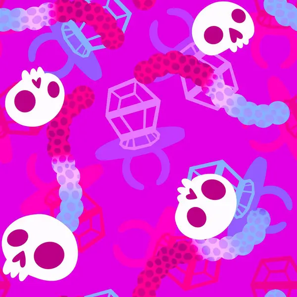 Çizgi film cadılar bayramı şekersiz kafatası ve kumaş ambalajı için lolipop deseni ve çocuk giysileri baskısı ve şenlik ambalajı ve sonbahar aksesuarları. Yüksek kaliteli illüstrasyon