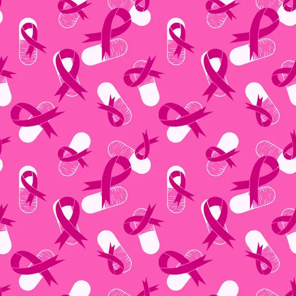 Göğüs kanseri ayı, ambalaj kağıdı, tıbbi aksesuar ve ilaç tekstili için kusursuz pembe kurdele günü deseni. Yüksek kalite fotoğraf