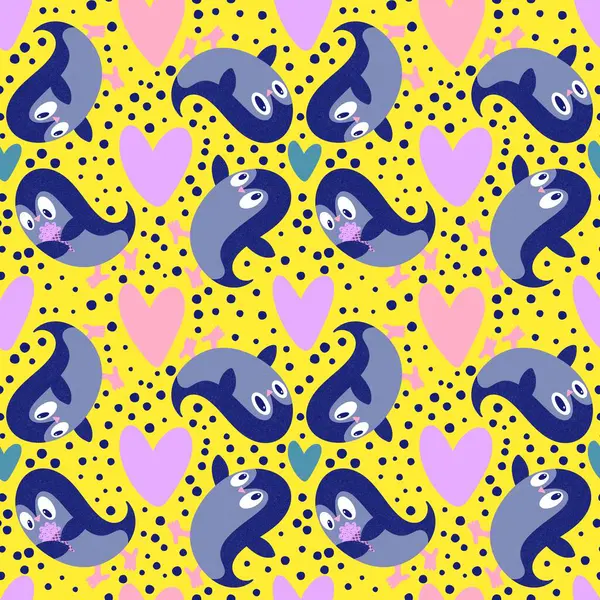 Noel hayvanları kağıt, kumaş, çarşaf, çocuk giysisi baskısı, yeni yıl ambalajı ve Noel kış ambalajı için kusursuz penguen desenleri. Yüksek kaliteli illüstrasyon