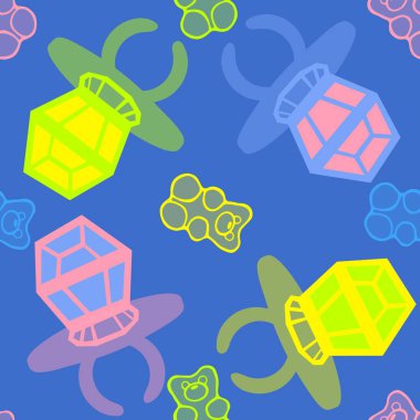 Kağıt ve kumaş ambalajı ve çocuk giysisi baskısı ve yaz partisi aksesuarları ve moda tekstili için şekersiz retro desen 