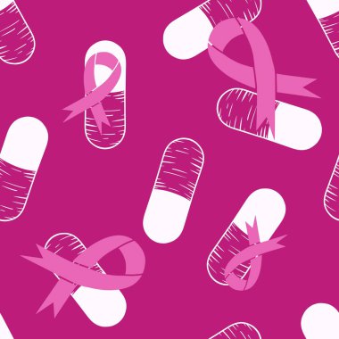 Göğüs kanseri ayı, ambalaj kağıdı, tıbbi aksesuar ve ilaç tekstili için kusursuz pembe kurdele günü deseni. Yüksek kalite fotoğraf