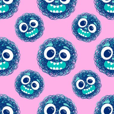 Çizgi filmlerdeki hayvanlar çocuk için kusursuz canavar desenleri giysi baskısı, kumaş, kumaş ve yaz partisi aksesuarları ve moda tekstili.