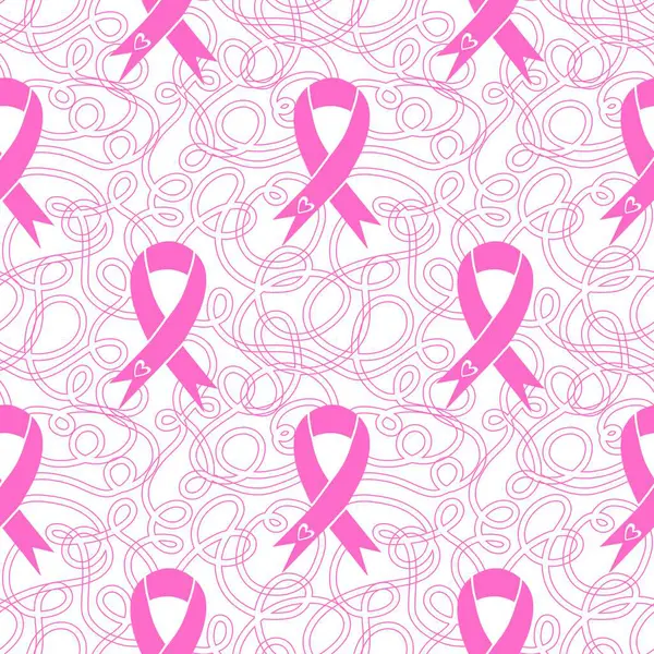 Göğüs kanseri ayı, ambalaj kağıdı, tıbbi aksesuar ve ilaç tekstili için kusursuz pembe kurdele günü deseni. Yüksek kalite fotoğraf