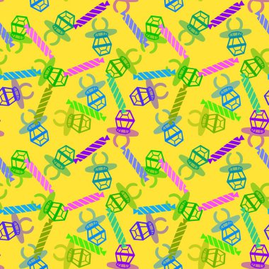 Kağıt ve kumaş ambalajı ve çocuk giysisi baskısı ve yaz partisi aksesuarları ve moda tekstili için şekersiz retro desen 