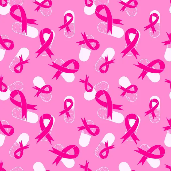 Göğüs kanseri ayı, ambalaj kağıdı, tıbbi aksesuar ve ilaç tekstili için kusursuz pembe kurdele günü deseni. Yüksek kalite fotoğraf