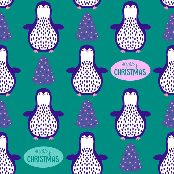 Noel hayvanları kağıt, kumaş, çarşaf, çocuk giysisi baskısı, yeni yıl ambalajı ve Noel kış ambalajı için kusursuz penguen desenleri. Yüksek kaliteli illüstrasyon