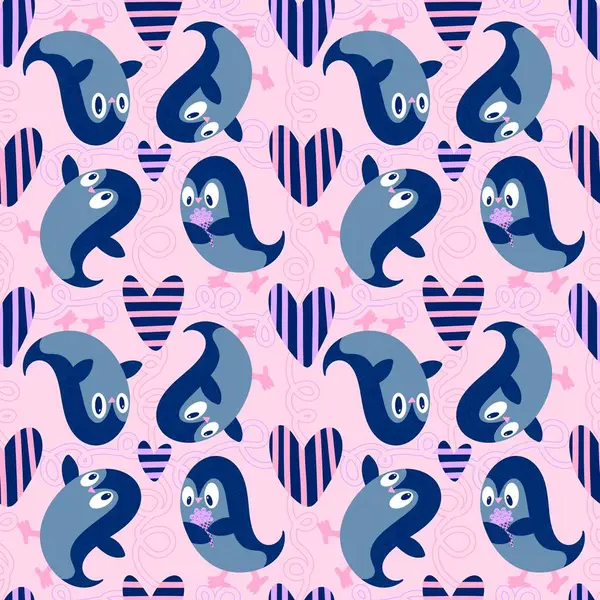 Noel hayvanları kağıt, kumaş, çarşaf, çocuk giysisi baskısı, yeni yıl ambalajı ve Noel kış ambalajı için kusursuz penguen desenleri. Yüksek kaliteli illüstrasyon