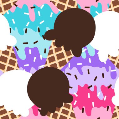 Kağıt, kumaş, çarşaf, çocuk giysisi baskısı ve yeni yıl partisi aksesuarları için kusursuz Noel dondurması deseni. Yüksek kaliteli illüstrasyon