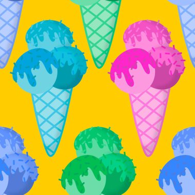 Kağıt, kumaş, çarşaf, çocuk giysisi baskısı ve yeni yıl partisi aksesuarları için kusursuz Noel dondurması deseni. Yüksek kaliteli illüstrasyon