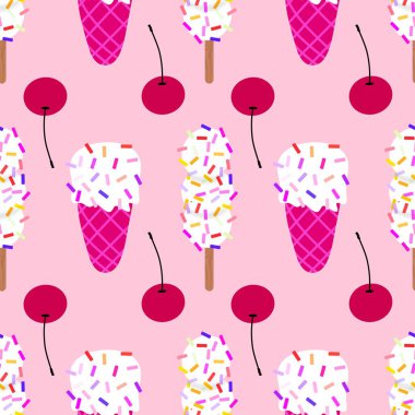 Kağıt, kumaş, çarşaf, çocuk giysisi baskısı ve yeni yıl partisi aksesuarları için kusursuz Noel dondurması deseni. Yüksek kaliteli illüstrasyon